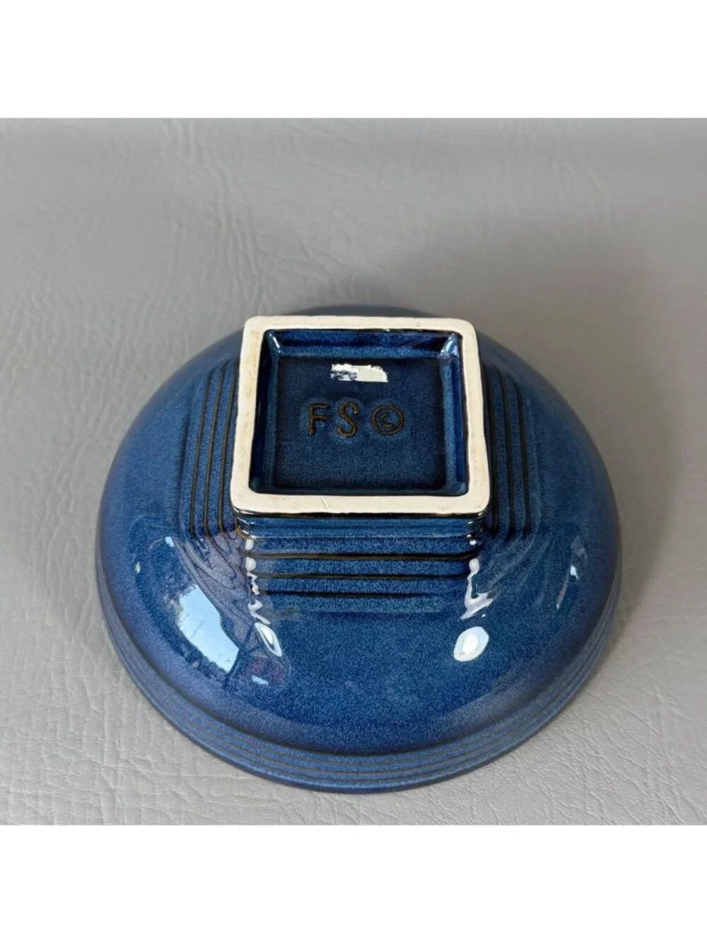 Vintage FS Cobalt Blue Ceramic Bowl Ribbed Rice Soup Cereal Studio Stoneware